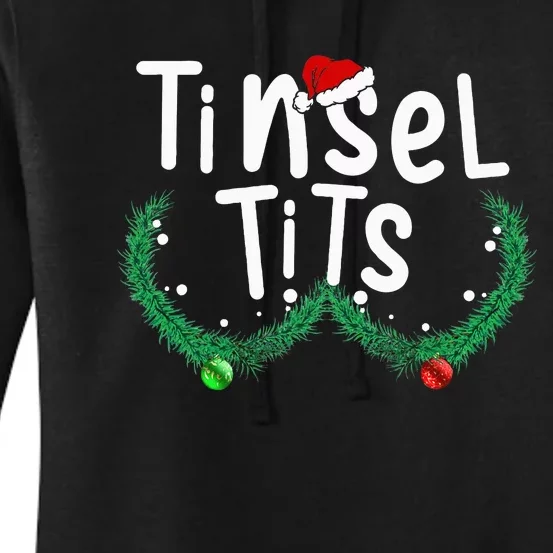 Tinsel Tits And Jingle Balls Funny Matching Christmas Couple Women's Pullover Hoodie