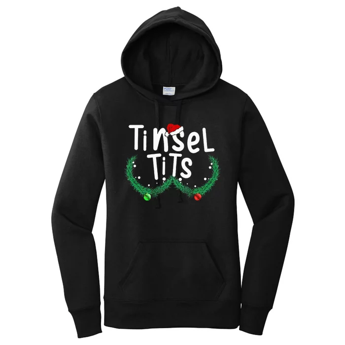 Tinsel Tits And Jingle Balls Funny Matching Christmas Couple Women's Pullover Hoodie