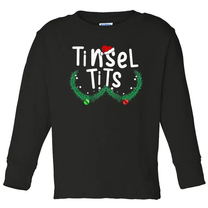 Tinsel Tits And Jingle Balls Funny Matching Christmas Couple Toddler Long Sleeve Shirt