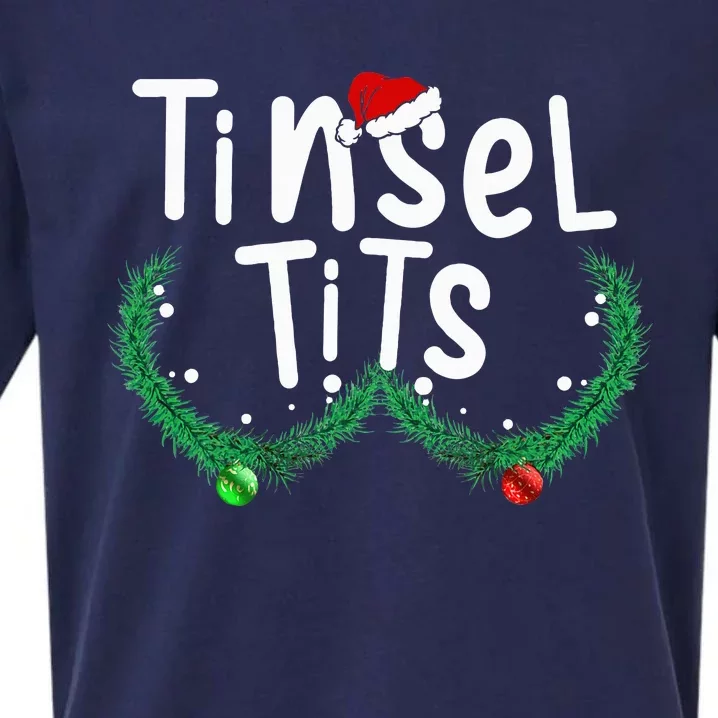 Tinsel Tits And Jingle Balls Funny Matching Christmas Couple Sueded Cloud Jersey T-Shirt