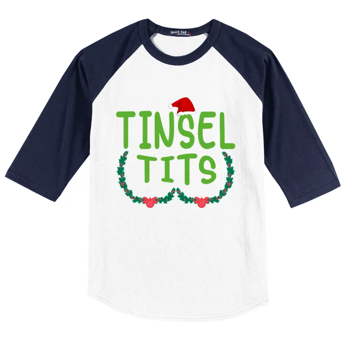 Tinsel Tits And Jingle Balls Funny Christmas Baseball Sleeve Shirt