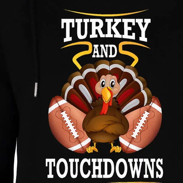 Thanksgiving Turkey And Touchdowns Football Kids Womens Funnel Neck Pullover Hood