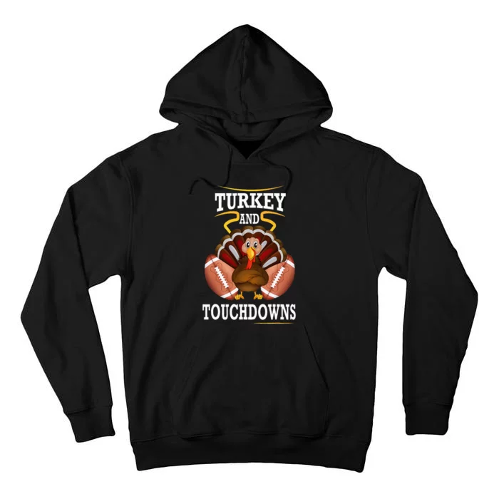 Thanksgiving Turkey And Touchdowns Football Kids Tall Hoodie