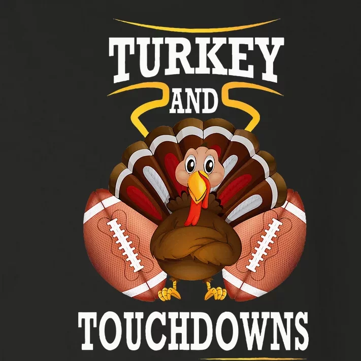 Thanksgiving Turkey And Touchdowns Football Kids Toddler Long Sleeve Shirt