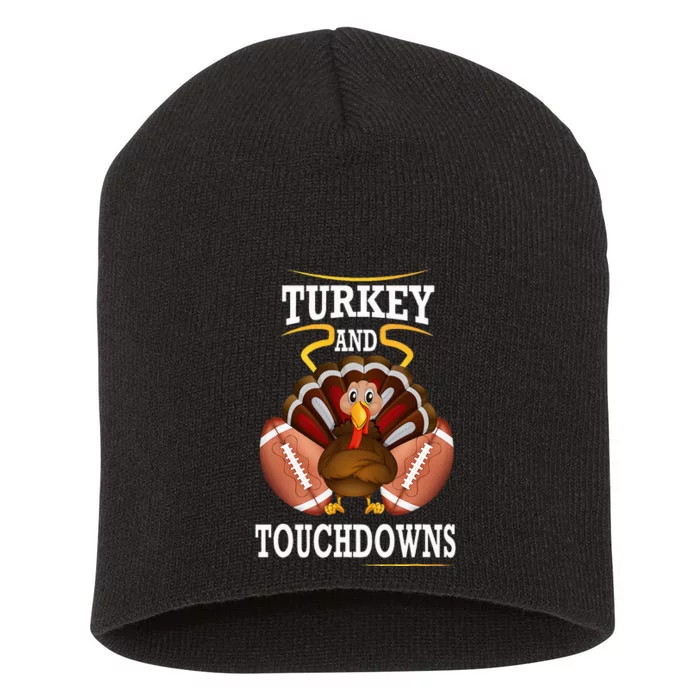 Thanksgiving Turkey And Touchdowns Football Kids Short Acrylic Beanie