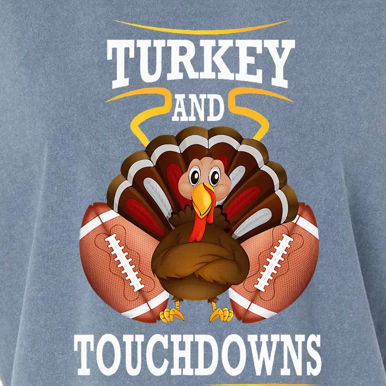 Thanksgiving Turkey And Touchdowns Football Kids Garment-Dyed Women's Muscle Tee