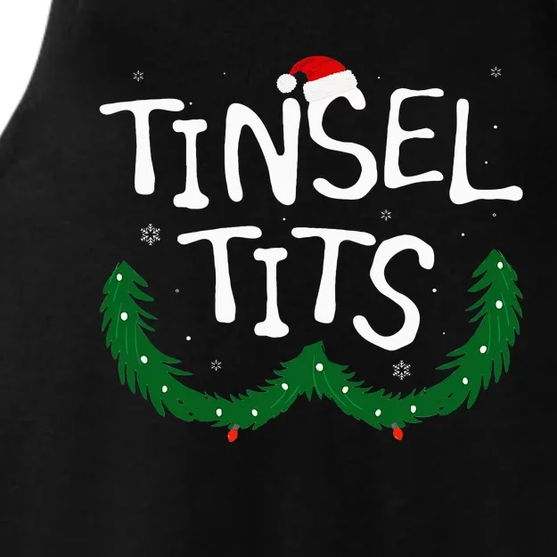 Tinsel Tits And Jingle Balls Funny Christmas Couple Ladies Tri-Blend Wicking Tank