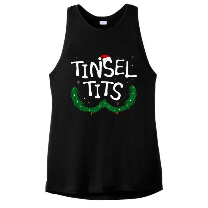 Tinsel Tits And Jingle Balls Funny Christmas Couple Ladies Tri-Blend Wicking Tank