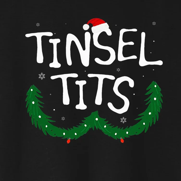 Tinsel Tits And Jingle Balls Funny Christmas Couple Women's Crop Top Tee