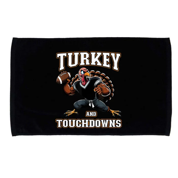 Thanksgiving Turkey And Touchdowns Microfiber Hand Towel