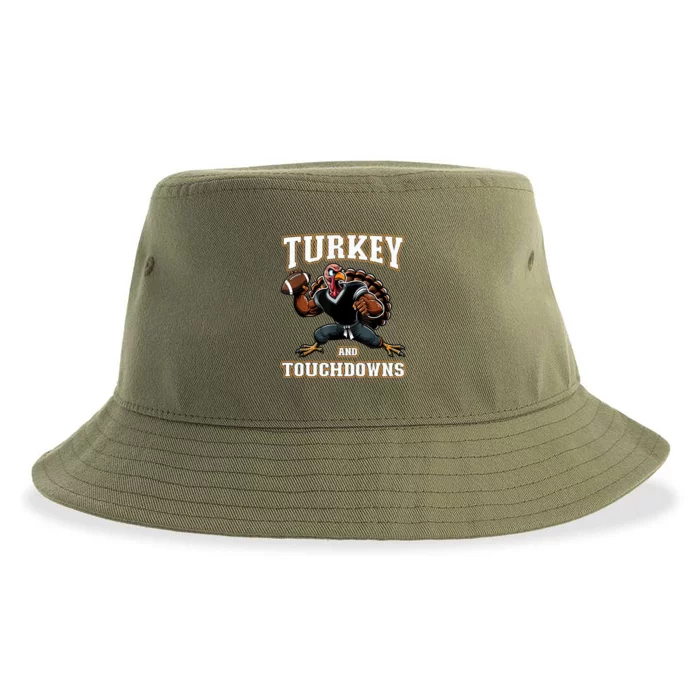 Thanksgiving Turkey And Touchdowns Sustainable Bucket Hat