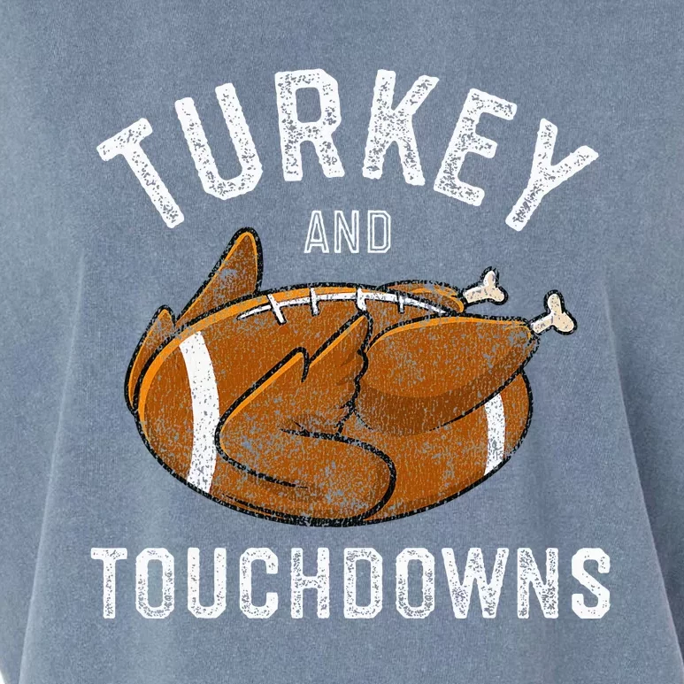 Thanksgiving Turkey And Touchdowns Football Garment-Dyed Women's Muscle Tee