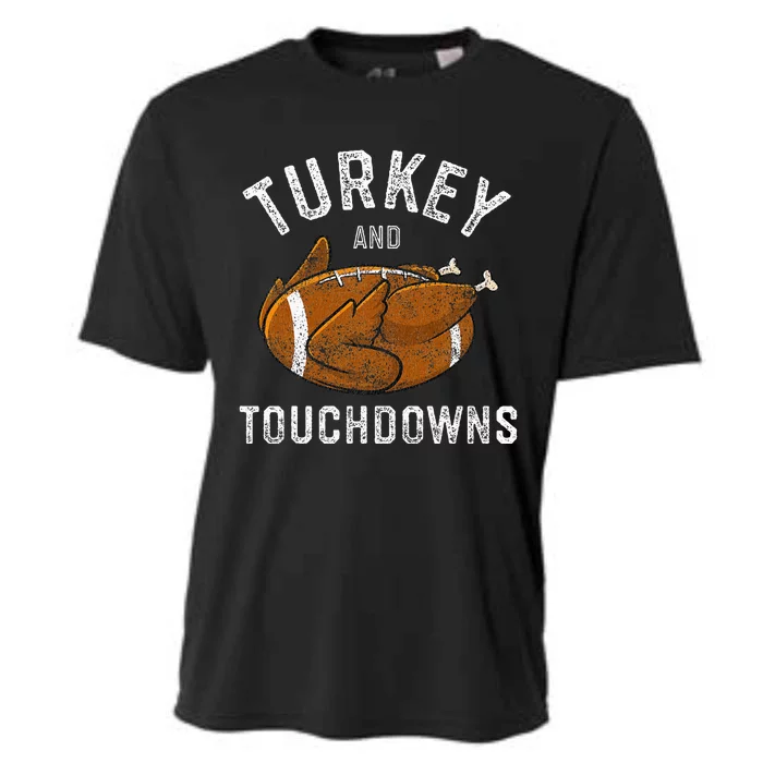 Thanksgiving Turkey and Touchdowns Football Cooling Performance Crew T-Shirt