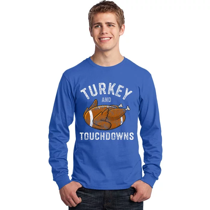 Thanksgiving Turkey and Touchdowns Football Tall Long Sleeve T-Shirt