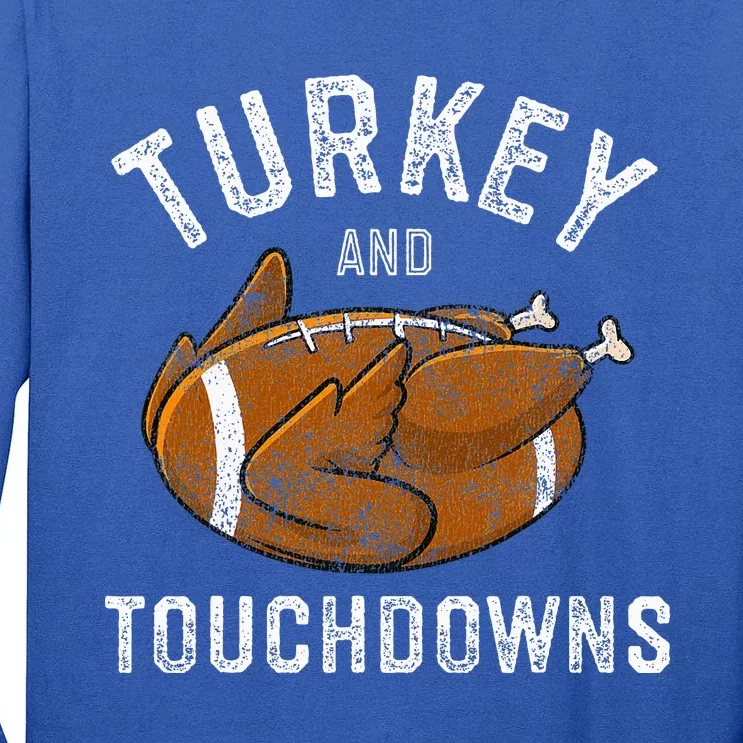 Thanksgiving Turkey and Touchdowns Football Tall Long Sleeve T-Shirt