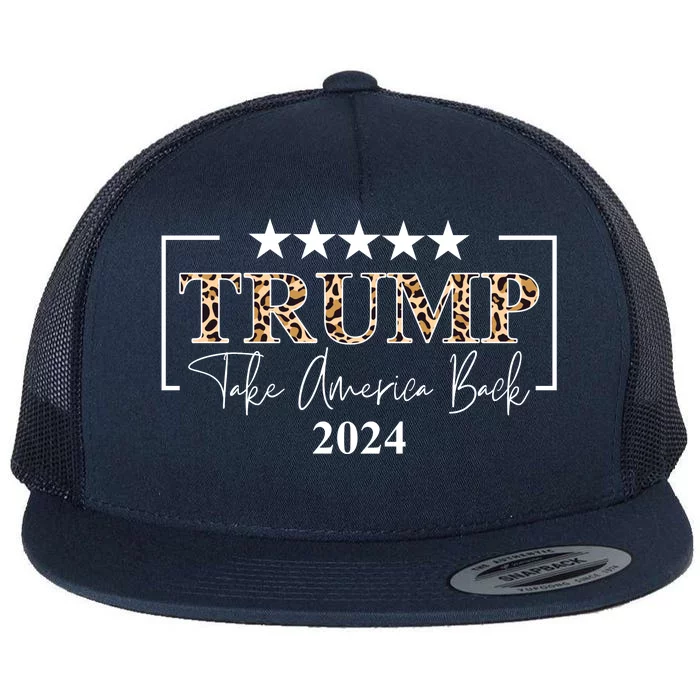 Trump Take America Back 2024 Cheetah Print Election Flat Bill Trucker Hat