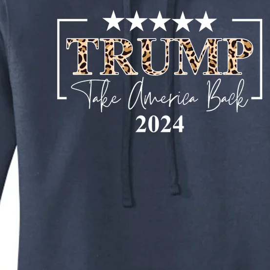 Trump Take America Back 2024 Cheetah Print Election Women's Pullover Hoodie