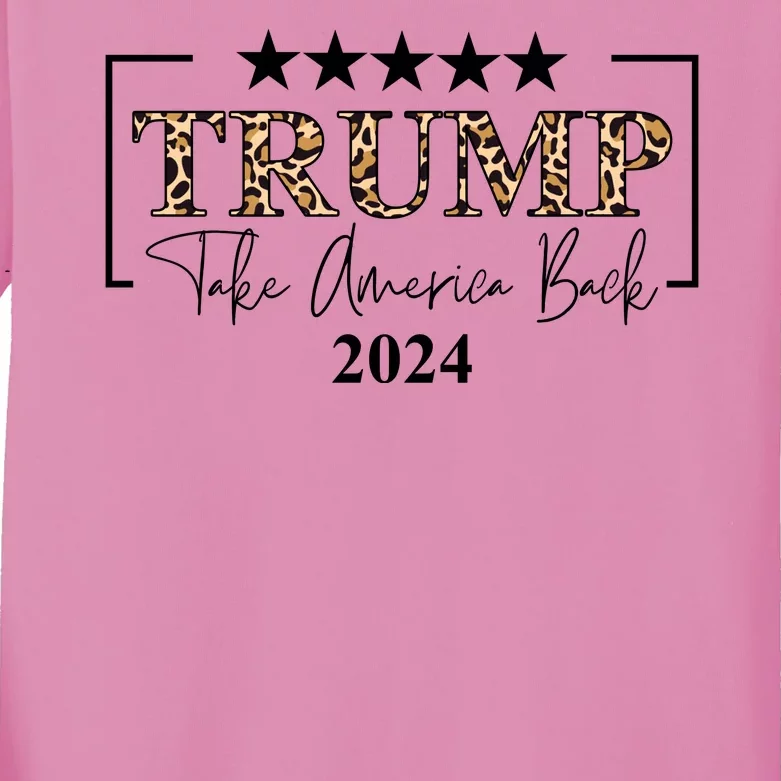 Trump Take America Back 2024 Cheetah Print Election Kids Long Sleeve Shirt