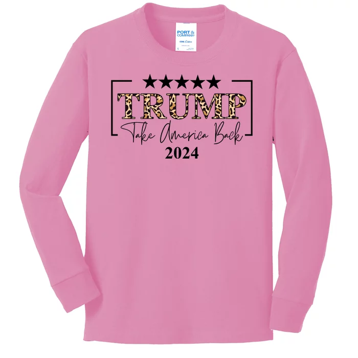 Trump Take America Back 2024 Cheetah Print Election Kids Long Sleeve Shirt