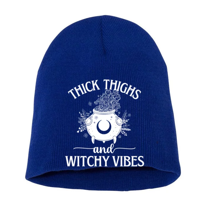 Thick Thighs And Witchy Vibes Halloween Cute Gift Short Acrylic Beanie