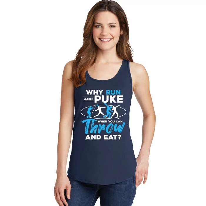 Throwing Track And Field Why Run And Puke Thrower Ladies Essential Tank