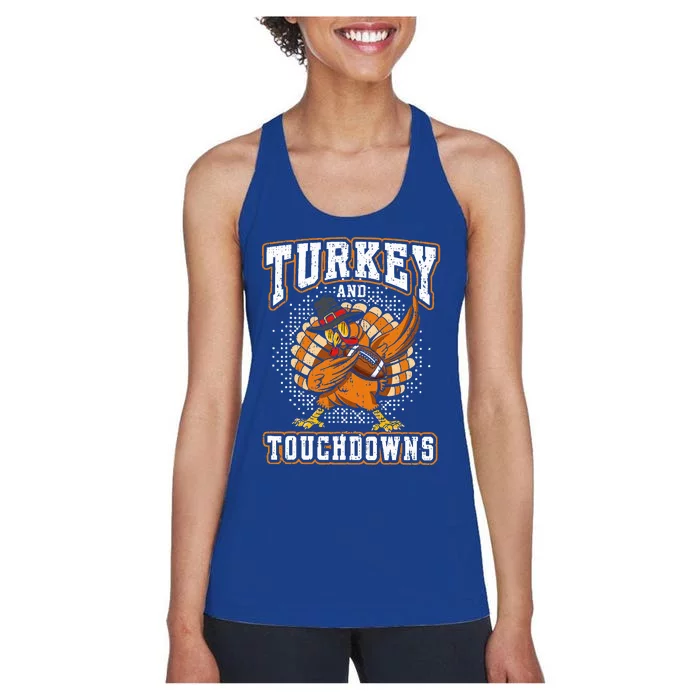 Thanksgiving Turkey and Touchdowns Football Women's Racerback Tank