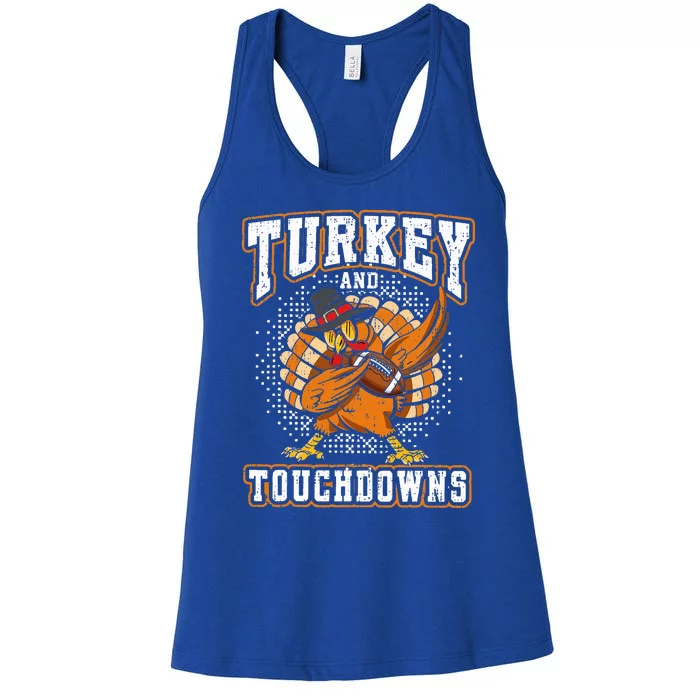 Thanksgiving Turkey and Touchdowns Football Women's Racerback Tank