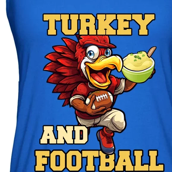 Thanksgiving Turkey And Football Season Funny Turkey Dinner Gift Ladies Essential Flowy Tank