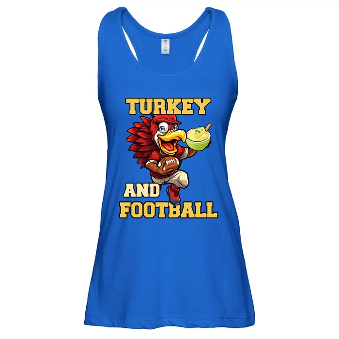 Thanksgiving Turkey And Football Season Funny Turkey Dinner Gift Ladies Essential Flowy Tank