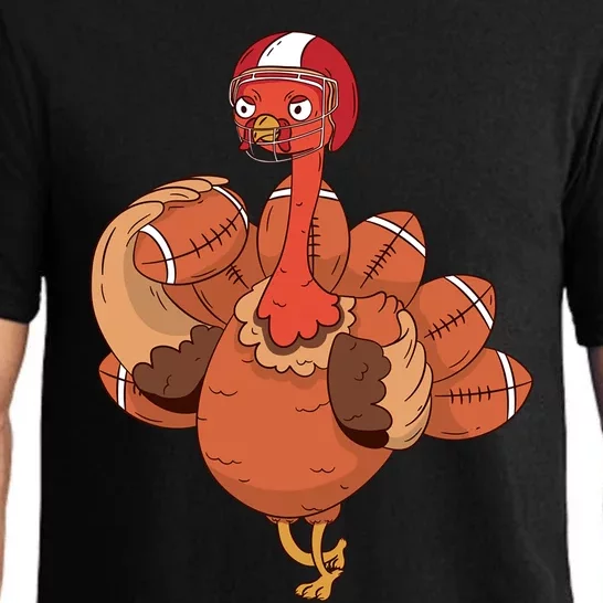 Thanksgiving Turkey And Touchdowns Football Design Gift Pajama Set