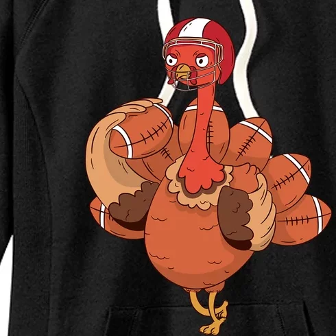 Thanksgiving Turkey And Touchdowns Football Design Gift Women's Fleece Hoodie