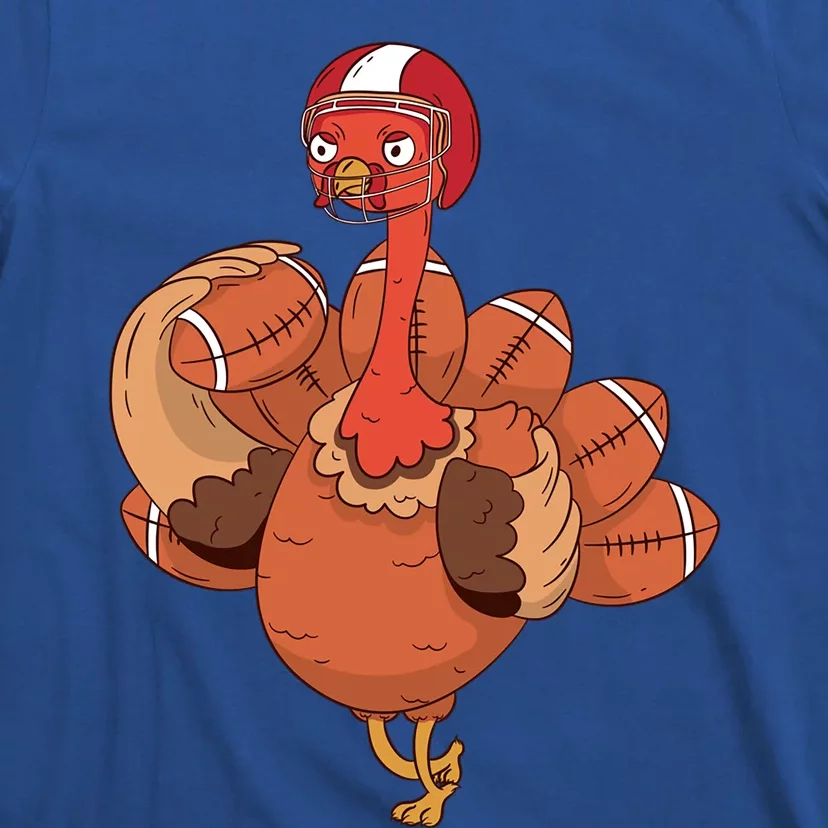 Thanksgiving Turkey And Touchdowns Football Design Gift T-Shirt