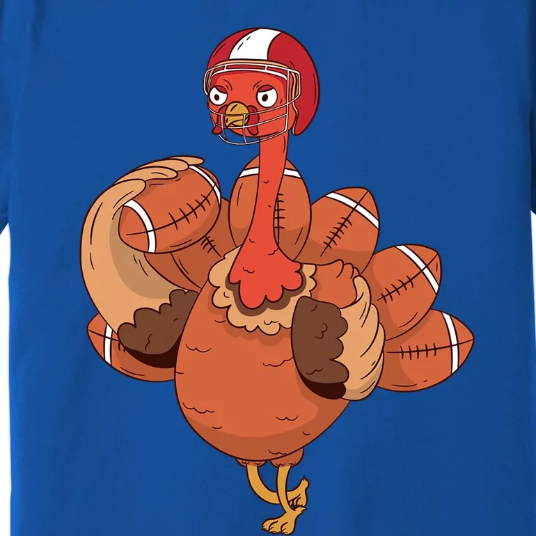 Thanksgiving Turkey And Touchdowns Football Design Gift Premium T-Shirt