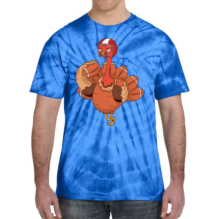 Thanksgiving Turkey And Touchdowns Football Design Gift Tie-Dye T-Shirt