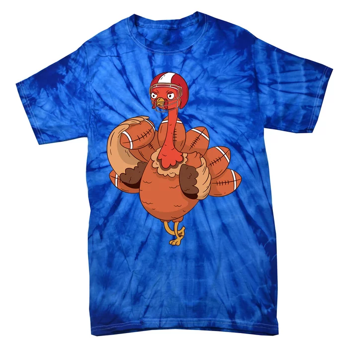 Thanksgiving Turkey And Touchdowns Football Design Gift Tie-Dye T-Shirt