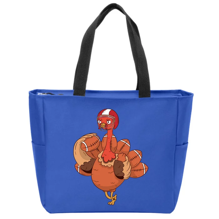 Thanksgiving Turkey And Touchdowns Football Design Gift Zip Tote Bag