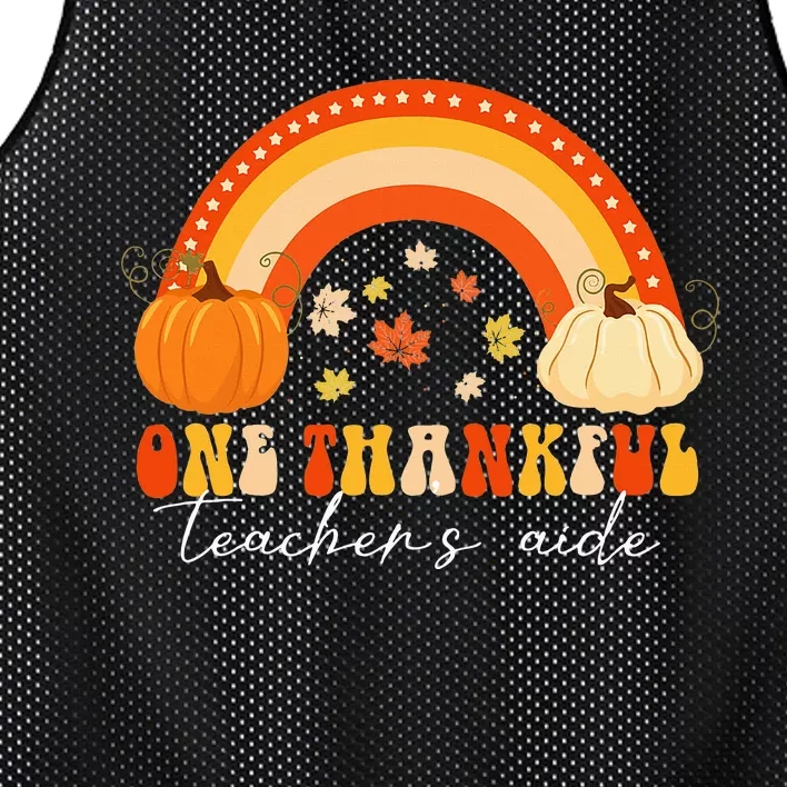 Thankful Teacher's Aide Festive Pumpkin Rainbow for Thanksgiving Mesh Reversible Basketball Jersey Tank