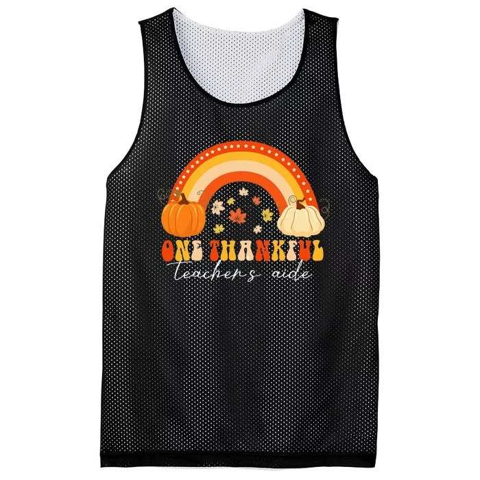 Thankful Teacher's Aide Festive Pumpkin Rainbow for Thanksgiving Mesh Reversible Basketball Jersey Tank