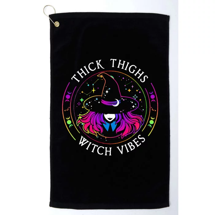 Thick Thighs And Witch Vibes Halloween Costume Witchy Women Platinum Collection Golf Towel