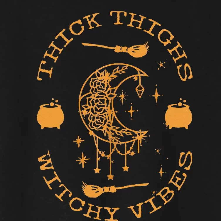 Thick Thighs And Spooky Vibes Thick Thighs And Vibes Women's Crop Top Tee