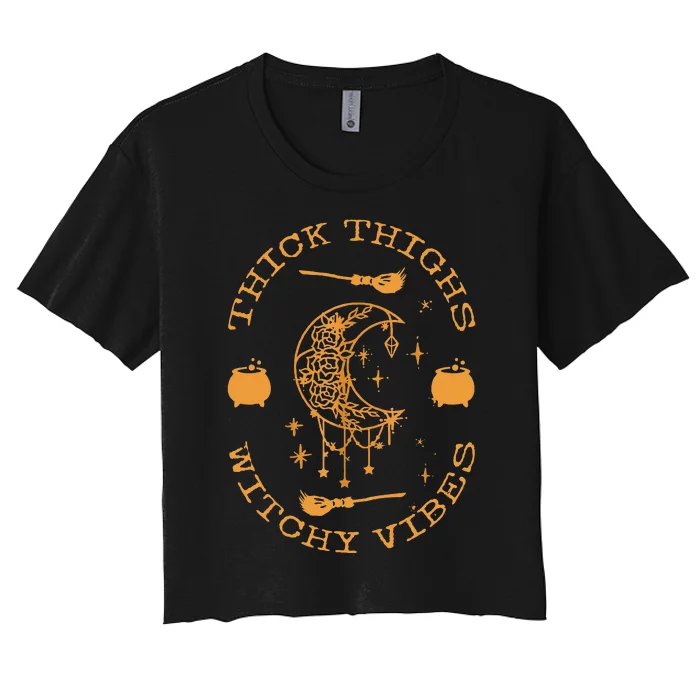 Thick Thighs And Spooky Vibes Thick Thighs And Vibes Women's Crop Top Tee