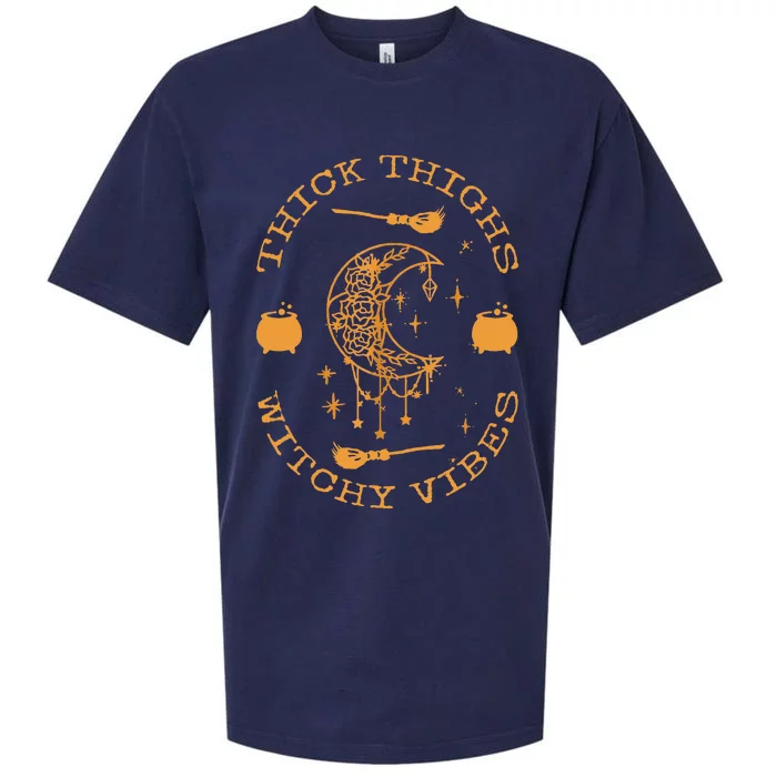 Thick Thighs And Spooky Vibes Thick Thighs And Vibes Sueded Cloud Jersey T-Shirt