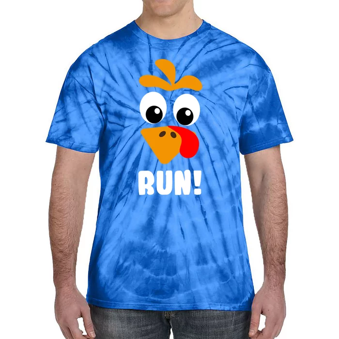 Turkey Trot Adult Running Costume Turkey Face Gift Tie-Dye T-Shirt