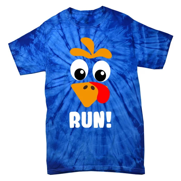 Turkey Trot Adult Running Costume Turkey Face Gift Tie-Dye T-Shirt