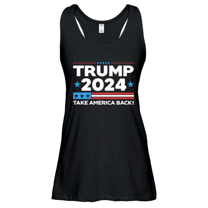 Trump Take America Back 2024 American Flag Politics Ladies Essential Flowy Tank