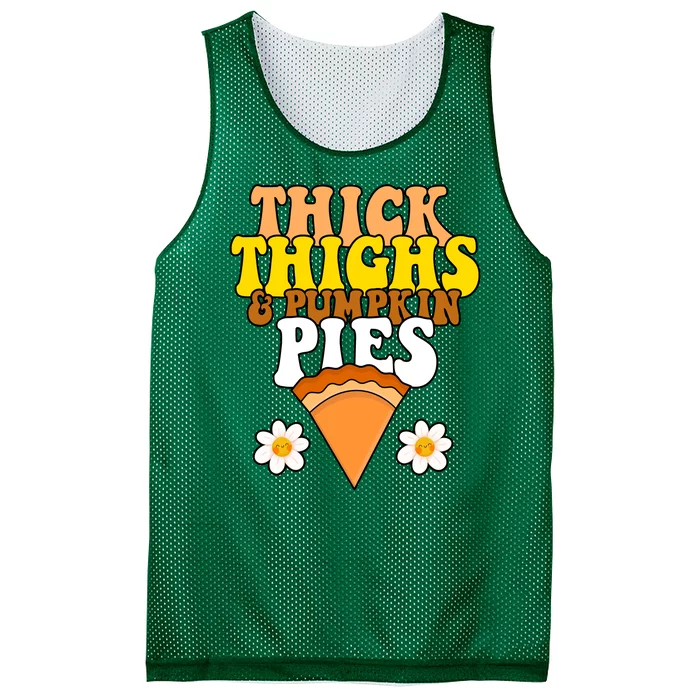 Thick Thighs And Pumpkin Pies Cute Thanksgiving Mesh Reversible Basketball Jersey Tank