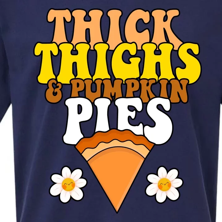 Thick Thighs And Pumpkin Pies Cute Thanksgiving Sueded Cloud Jersey T-Shirt