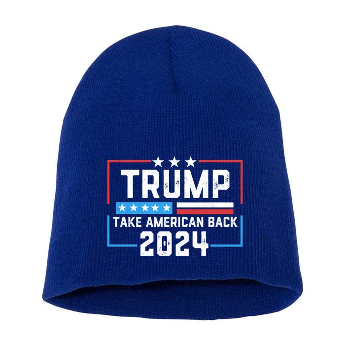 Trump Take America Back 2024 4th Of July America Flag Retro Meaningful Gift Short Acrylic Beanie