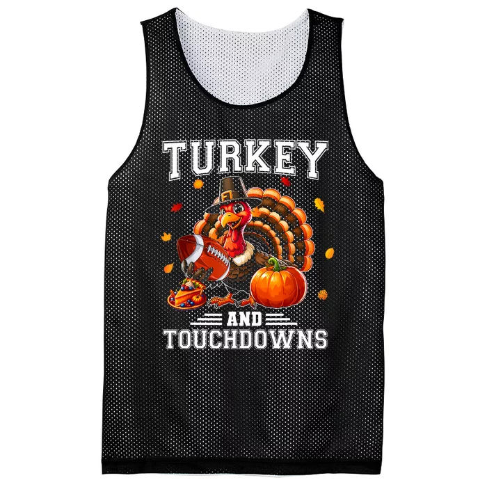 Thanksgiving Turkey And Touchdowns Football Mesh Reversible Basketball Jersey Tank