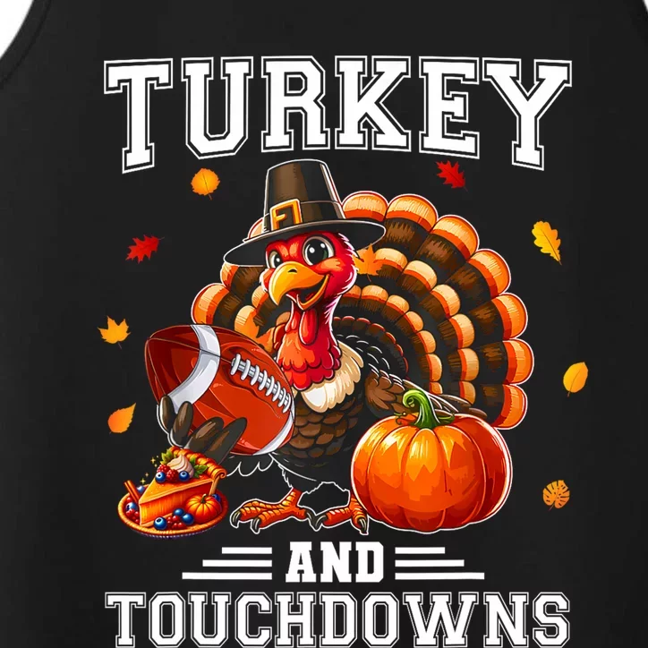 Thanksgiving Turkey And Touchdowns Football Performance Tank